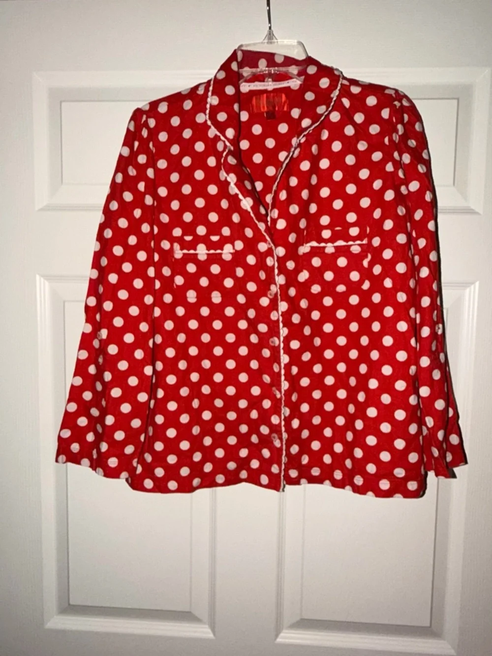 Victoria’s Secret Red Polka Dot Pajama Set M Medium Cozy Cute - Picture 3 of 12